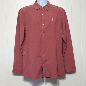 William Murray Golf Mens Long Sleeve Button Down Shirt Red Performance Size XL